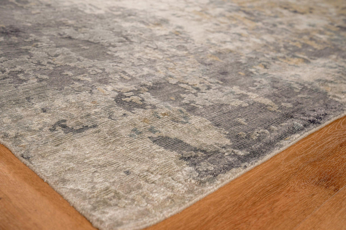 Exquisite Rugs Laureno Hand-knotted Bamboo Silk 4472 Gray 9' x 6' Area Rug