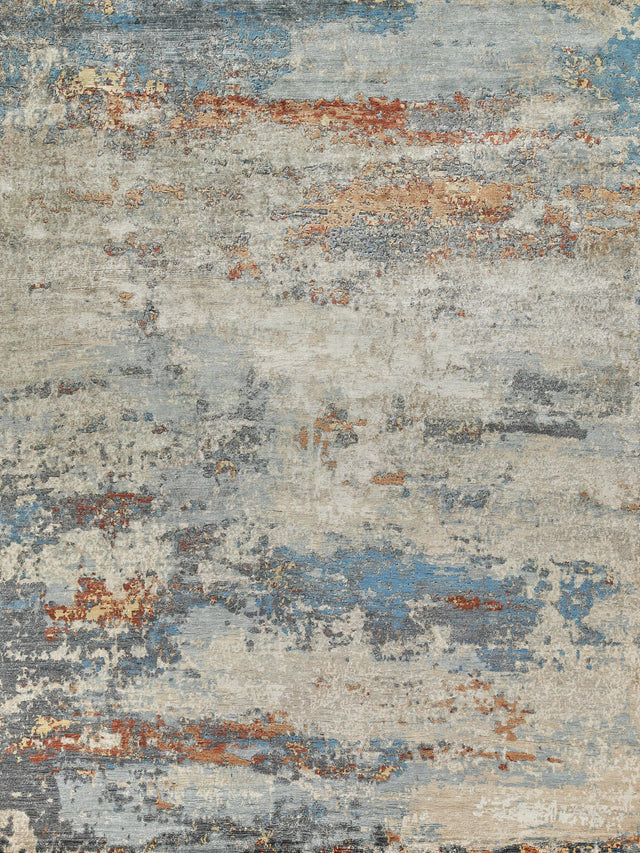 Exquisite Rugs Laureno Hand-knotted Bamboo Silk 4473 Blue Multi 10' x 14' Area Rug