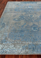Exquisite Rugs Maison Hand-knotted Wool/Bamboo Silk 2470 Gray/Blue 8' x 10' Area Rug