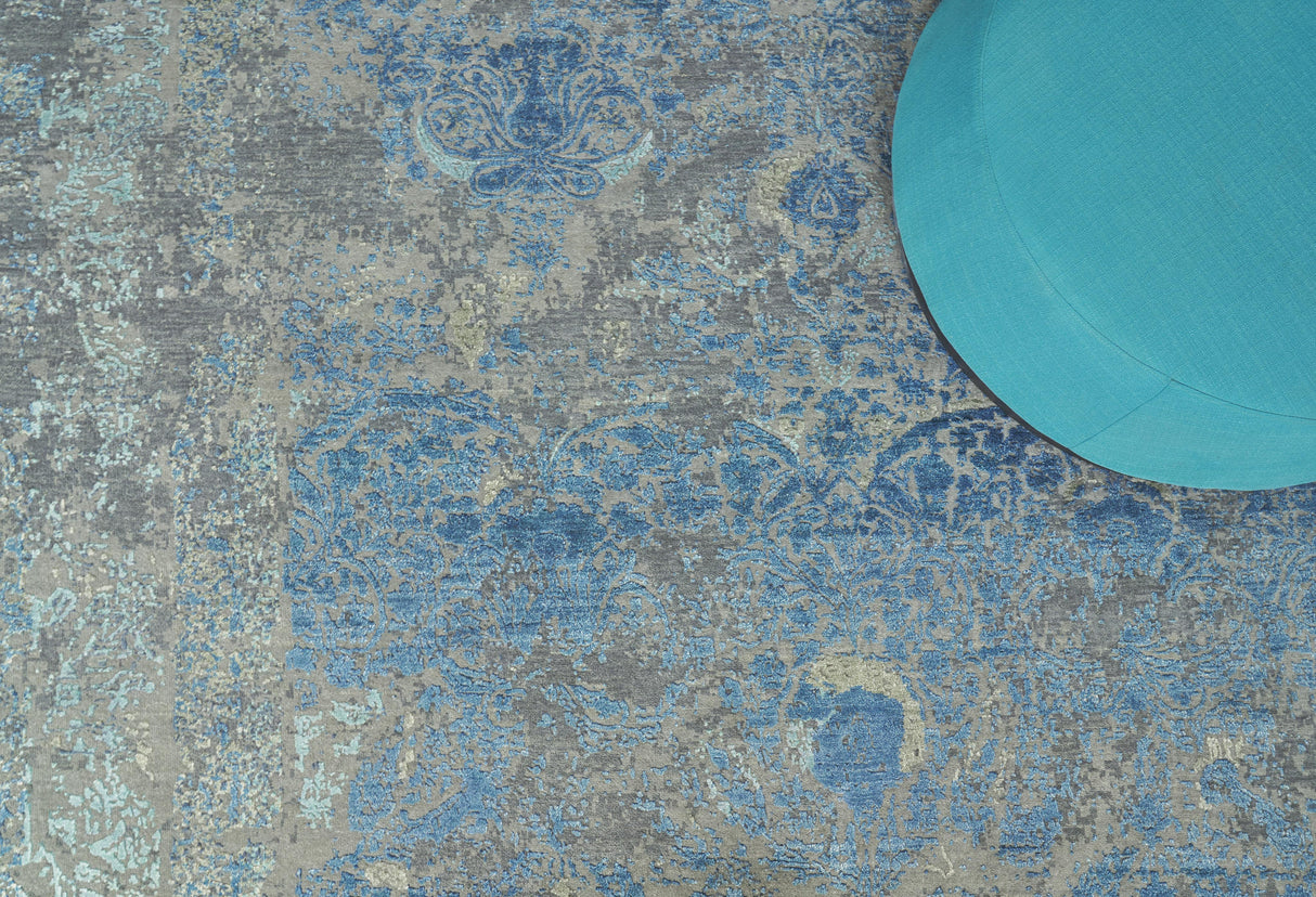 Exquisite Rugs Maison Hand-knotted Wool/Bamboo Silk 2470 Gray/Blue 8' x 10' Area Rug
