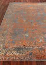 Exquisite Rugs Maison Hand-knotted Wool/Bamboo Silk 2471 Gray/Orange 10' x 14' Area Rug
