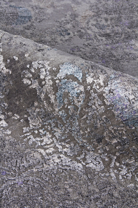 Exquisite Rugs Maison Hand-knotted Wool/Bamboo Silk 2596 Charcoal/Purple 10' x 14' Area Rug