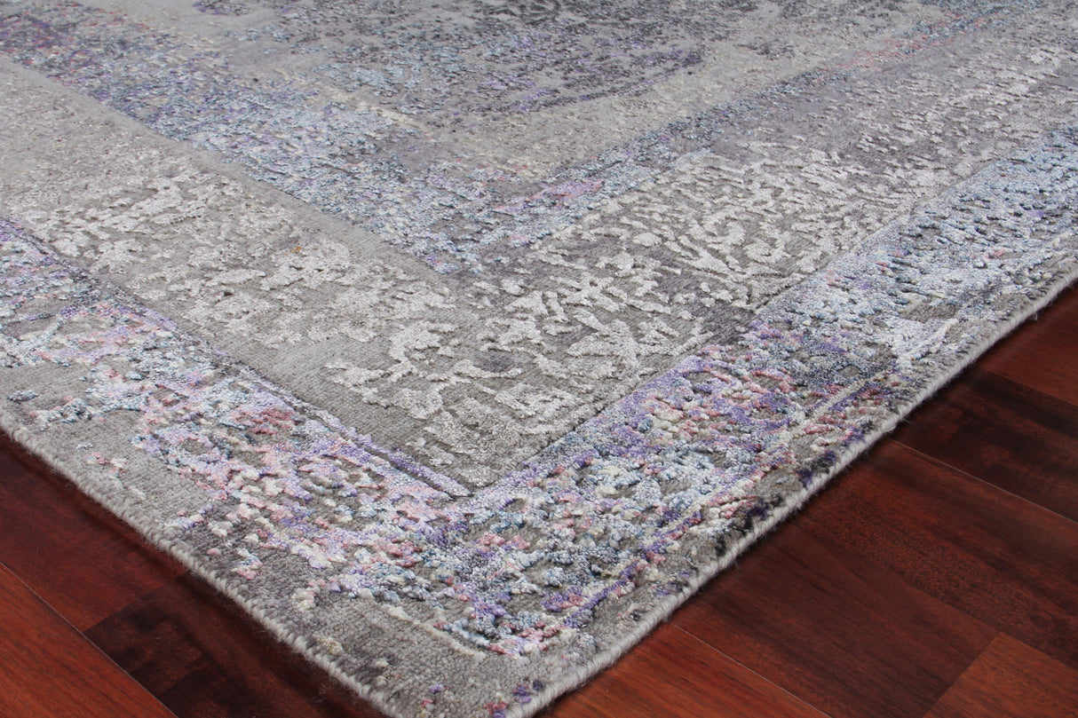 Exquisite Rugs Maison Hand-knotted Wool/Bamboo Silk 2596 Charcoal/Purple 8' x 10' Area Rug
