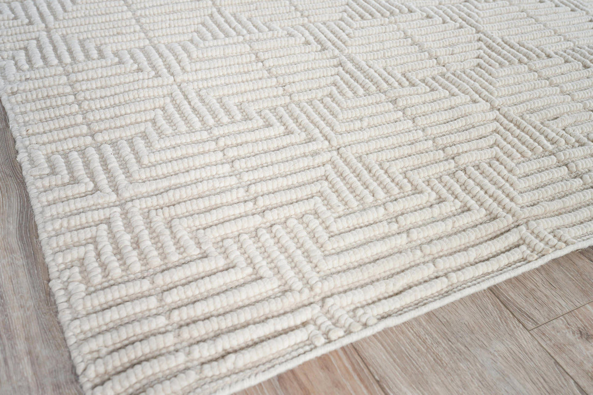 Exquisite Rugs Manzoni Hand-loomed New Zealand Wool 4873 Ivory 8' x 10' Area Rug