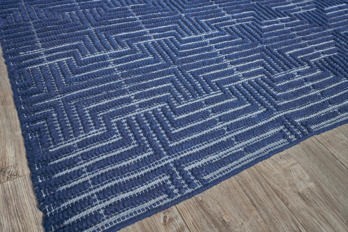 Exquisite Rugs Manzoni Hand-loomed New Zealand Wool 4875 Navy 9' x 12' Area Rug