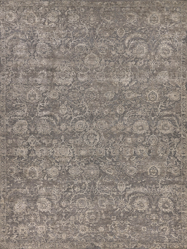 Exquisite Rugs Meena Hand-knotted Wool/Silk 2467 Beige/Brown 6' x 9' Area Rug