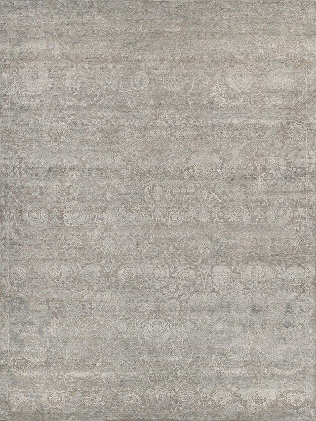 Exquisite Rugs Meena Hand-knotted Wool/Silk 2468 Silver/Gray 6' x 9' Area Rug