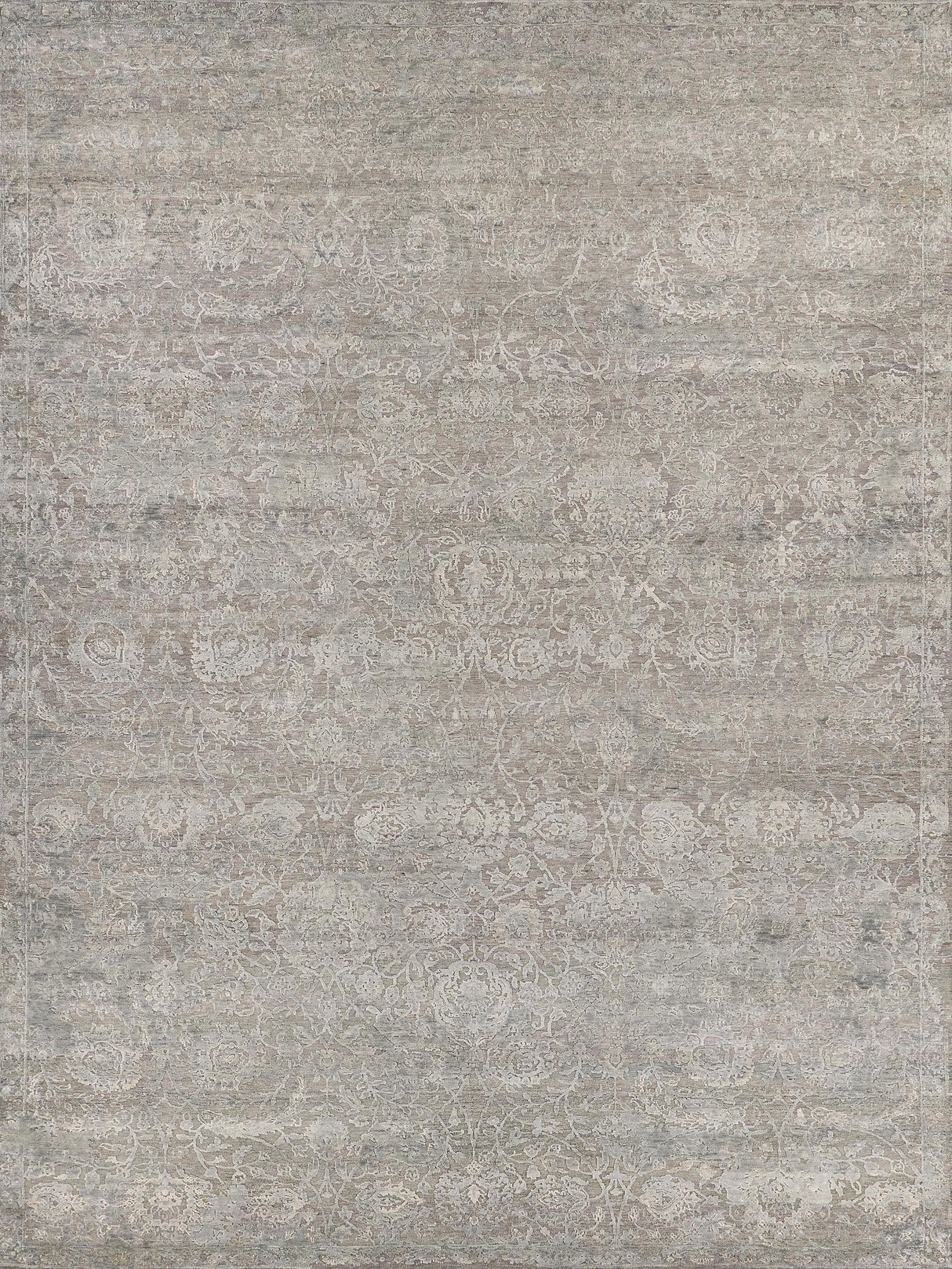 Exquisite Meena Hand-knotted Wool/Silk Silver/Gray Area Rug 6.0'X9.0' Rug