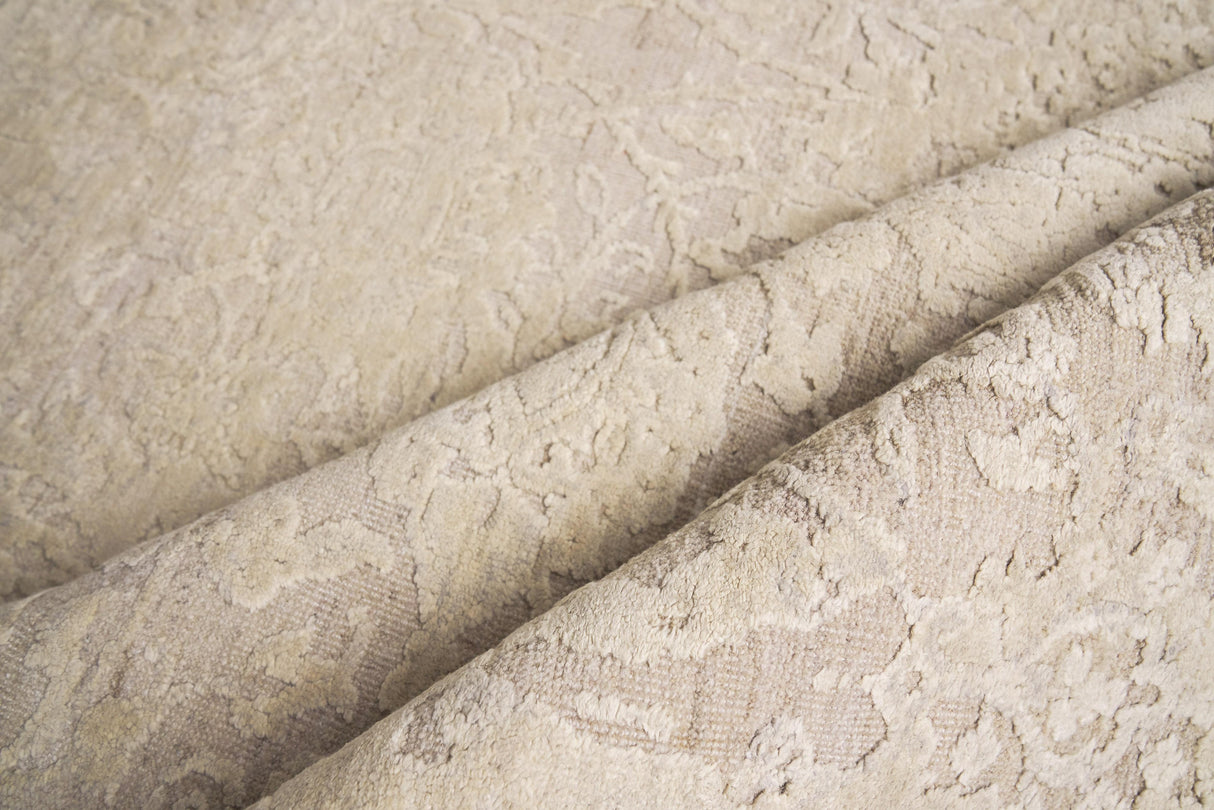 Exquisite Rugs Meena Hand-knotted Wool/Silk 2469 Ivory/Beige 10' x 14' Area Rug