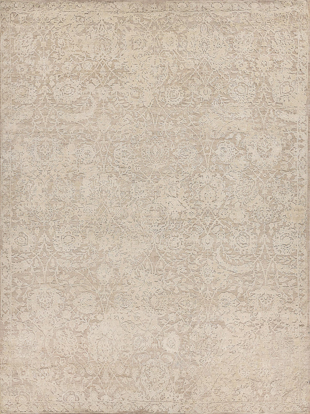 Exquisite Rugs Meena Hand-knotted Wool/Silk 2469 Ivory/Beige 8' x 10' Area Rug