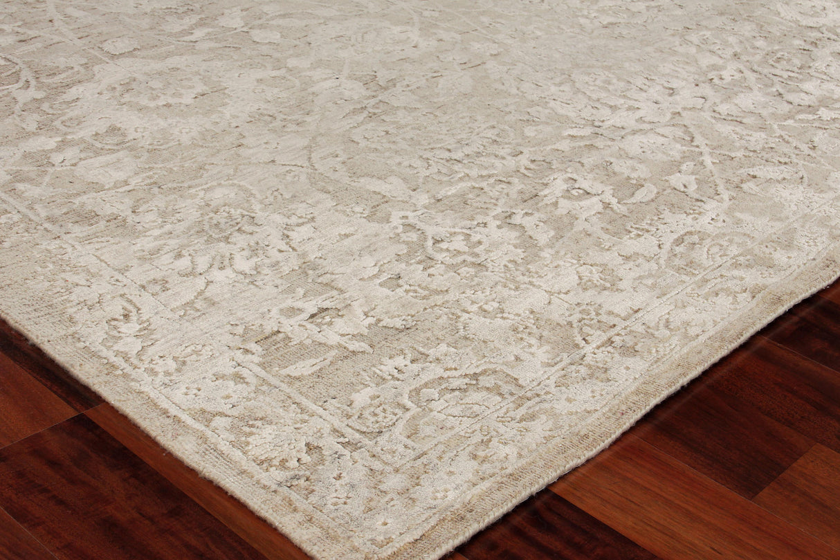 Exquisite Rugs Meena Hand-knotted Wool/Silk 2469 Ivory/Beige 8' x 10' Area Rug