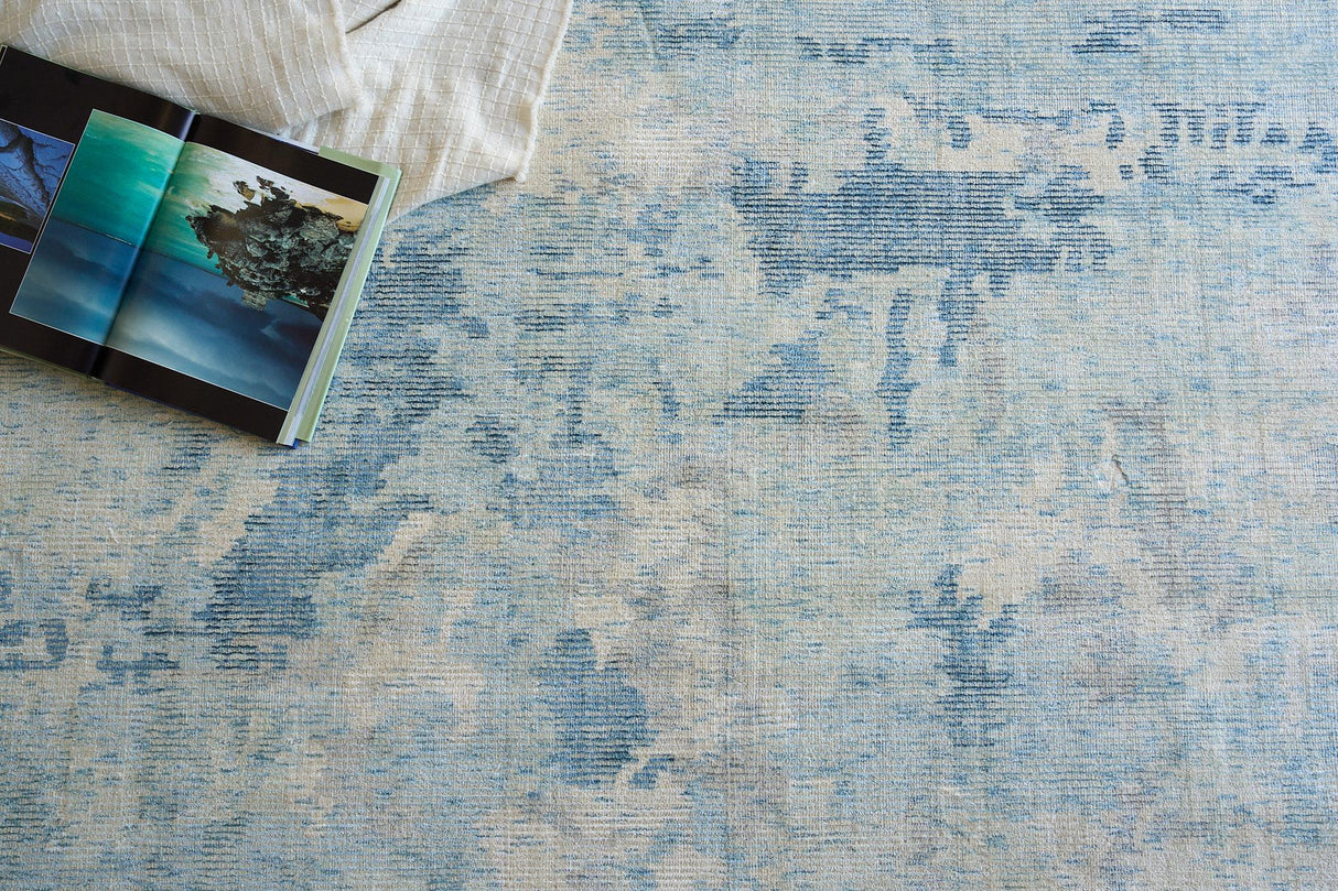 Exquisite Rugs Mineral Hand-loomed Wool/Bamboo Silk 5357 Blue 9' x 12' Area Rug