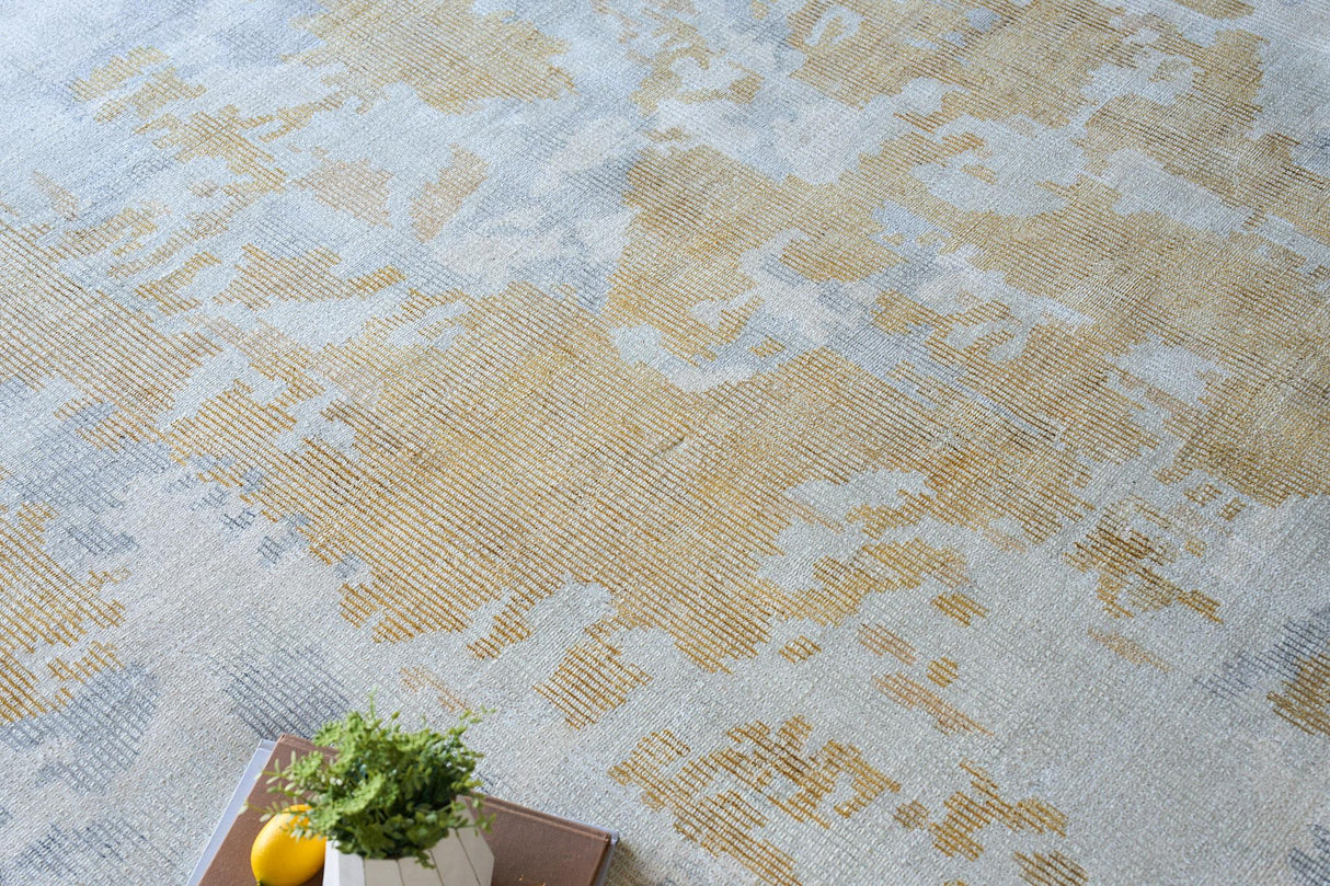 Exquisite Rugs Mineral Hand-loomed Wool/Bamboo Silk 5361 Silver/Gold 9' x 12' Area Rug