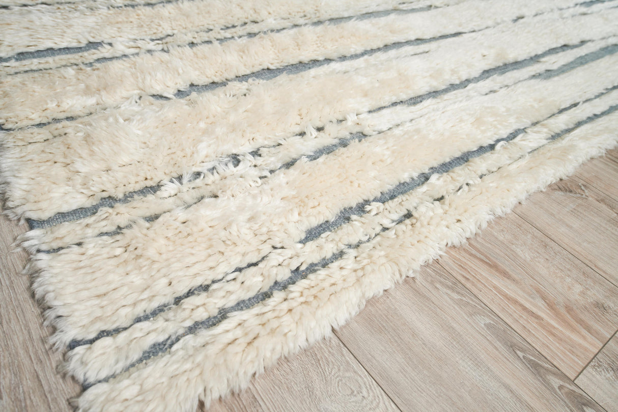 Exquisite Rugs Moroccan Hand-knotted New Zealand Wool 2560 Ivory/Dark Gray 8' x 10' Area Rug