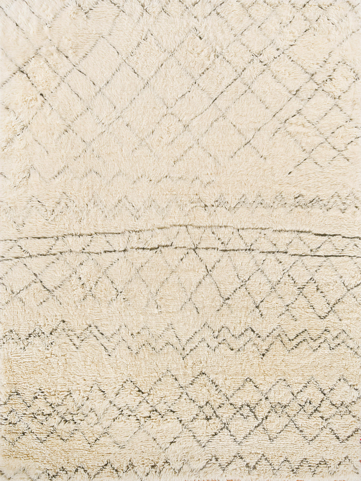 Exquisite Rugs Moroccan Hand-knotted New Zealand Wool 2561 Ivory/Charcoal 9' x 12' Area Rug