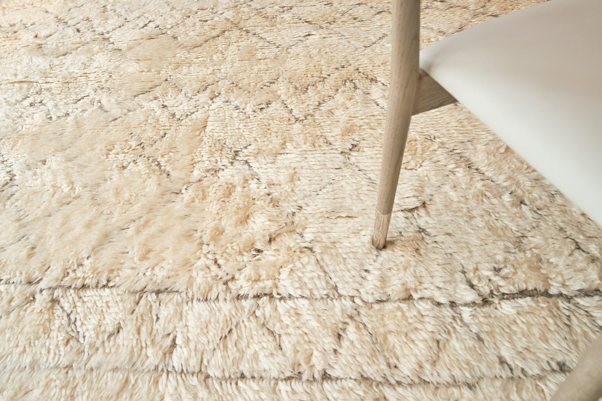Exquisite Rugs Moroccan Hand-knotted New Zealand Wool 2561 Ivory/Charcoal 9' x 12' Area Rug