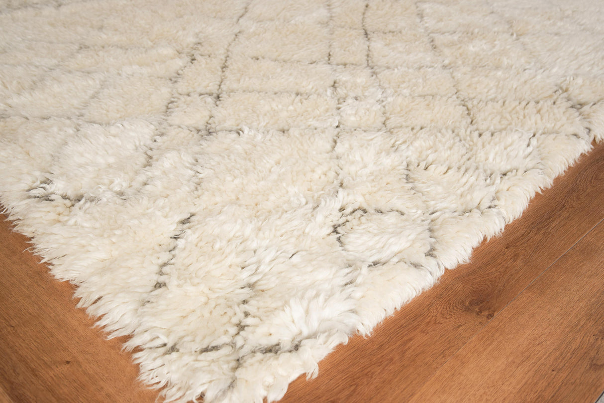 Exquisite Rugs Moroccan Hand-knotted New Zealand Wool 2561 Ivory/Charcoal 9' x 12' Area Rug