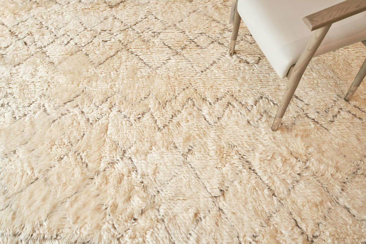 Exquisite Rugs Moroccan Hand-knotted New Zealand Wool 2561 Ivory/Charcoal 9' x 12' Area Rug