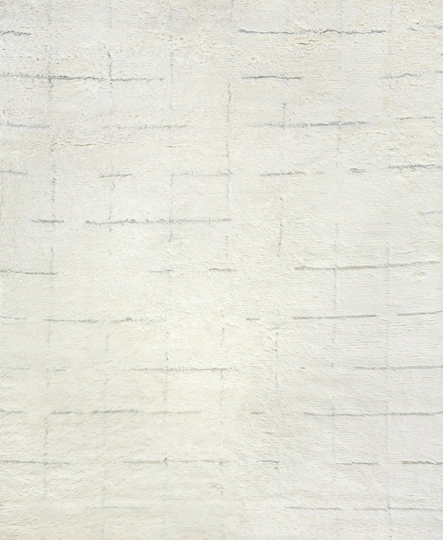 Exquisite Rugs Moroccan Hand-knotted New Zealand Wool 2562 Ivory/Gray 8' x 10' Area Rug