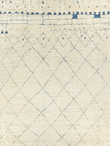 Exquisite Rugs Moroccan Hand-knotted New Zealand Wool 2563 Ivory/Blue 10' x 14' Area Rug