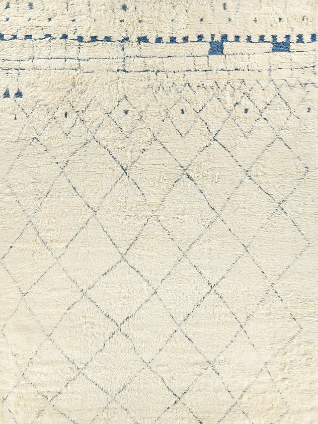 Exquisite Rugs Moroccan Hand-knotted New Zealand Wool 2563 Ivory/Blue 6' x 9' Area Rug