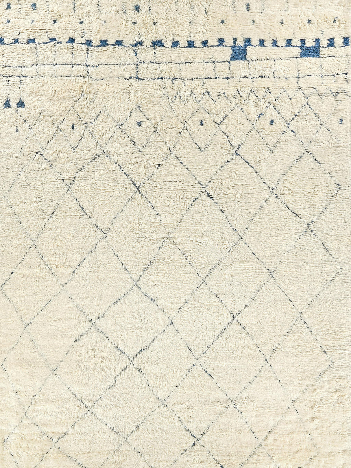 Exquisite Moroccan Hand-knotted New Zealand Wool Ivory/Blue Area Rug 6.0'X9.0' Rug