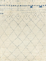 Exquisite Moroccan Hand-knotted New Zealand Wool Ivory/Blue Area Rug 6.0'X9.0' Rug