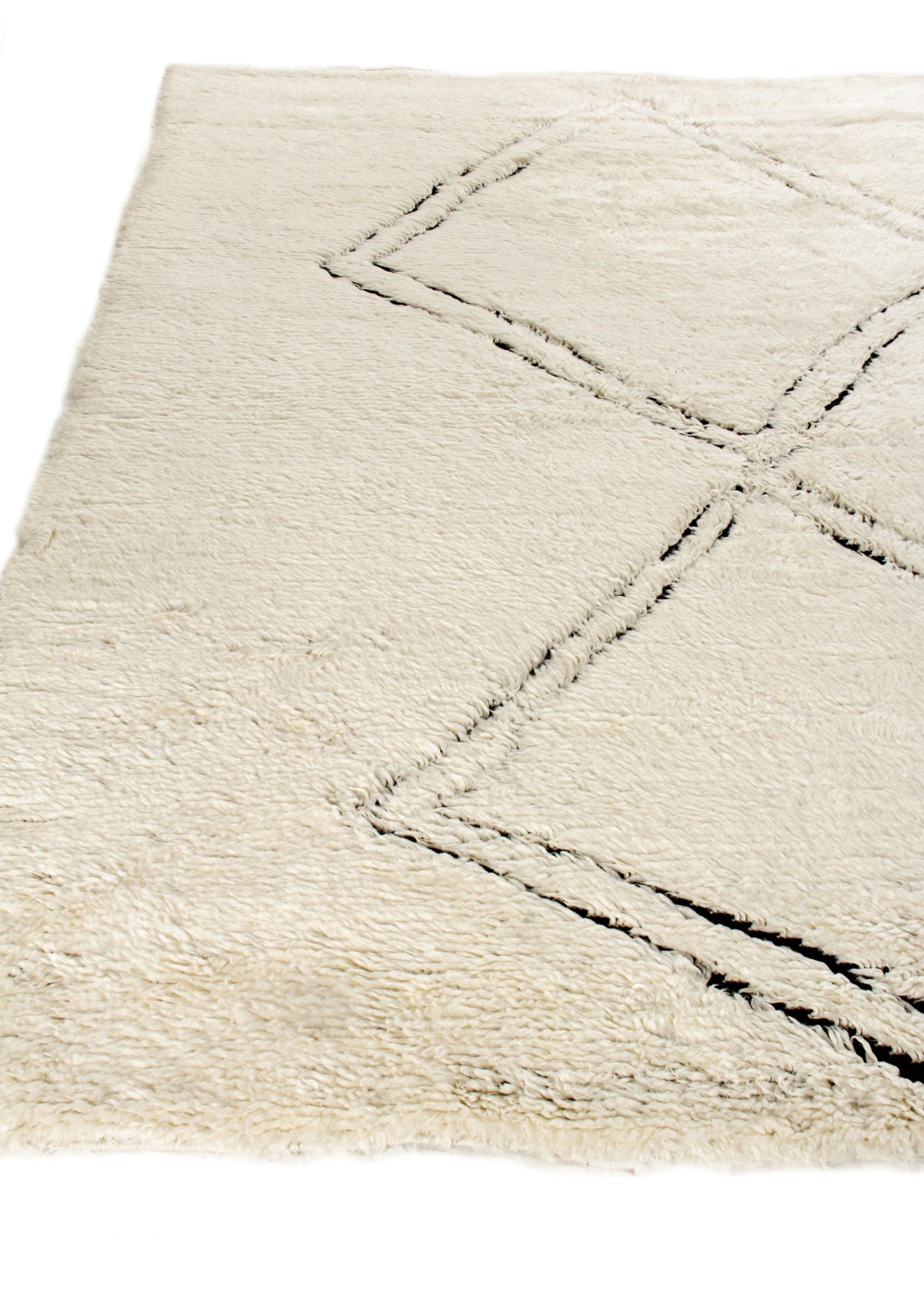 Exquisite Rugs Moroccan Hand-knotted New Zealand Wool 3853 Ivory/Black 8' x 10' Area Rug