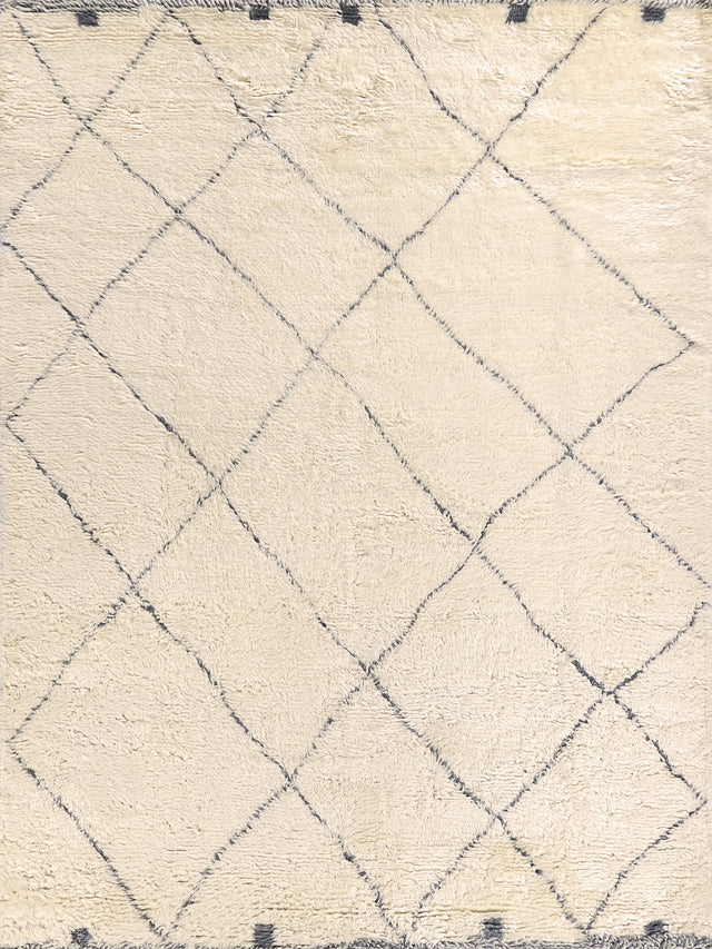 Exquisite Rugs Moroccan Hand-knotted New Zealand Wool 3854 Ivory/Gray 6' x 9' Area Rug