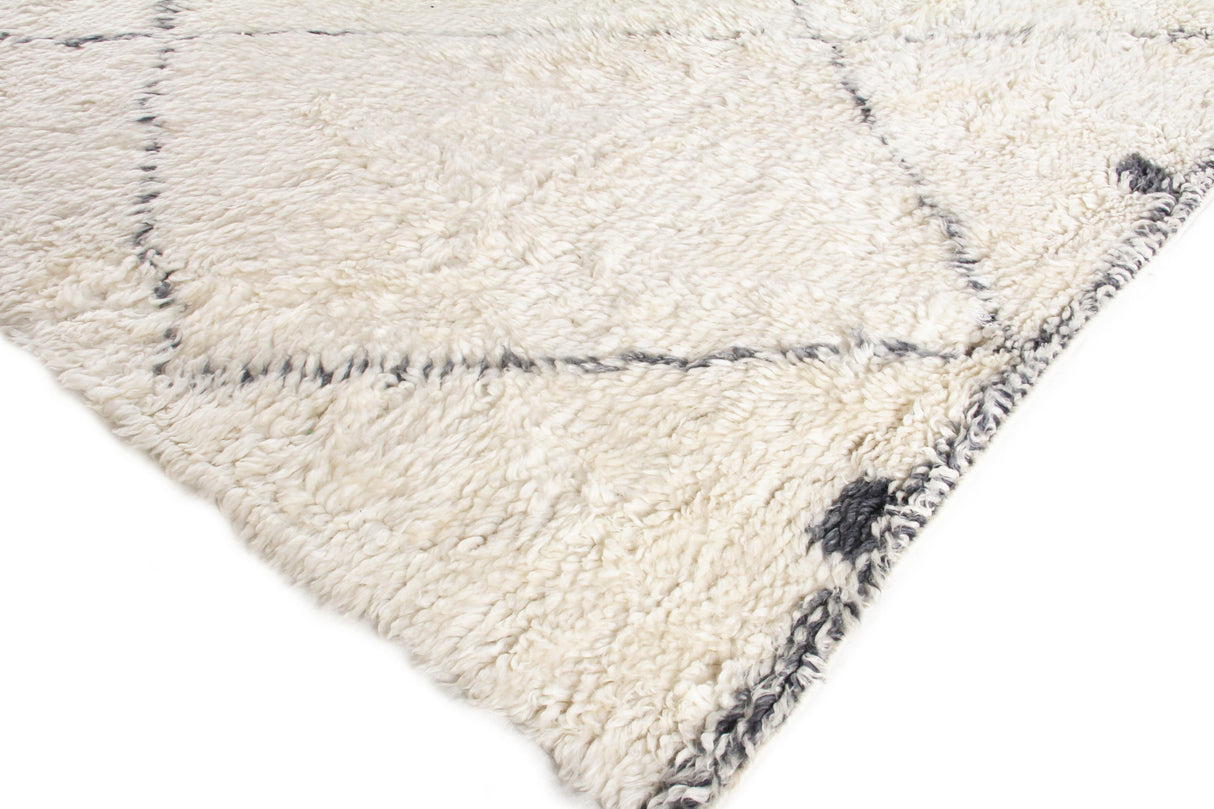 Exquisite Rugs Moroccan Hand-knotted New Zealand Wool 3854 Ivory/Gray 6' x 9' Area Rug