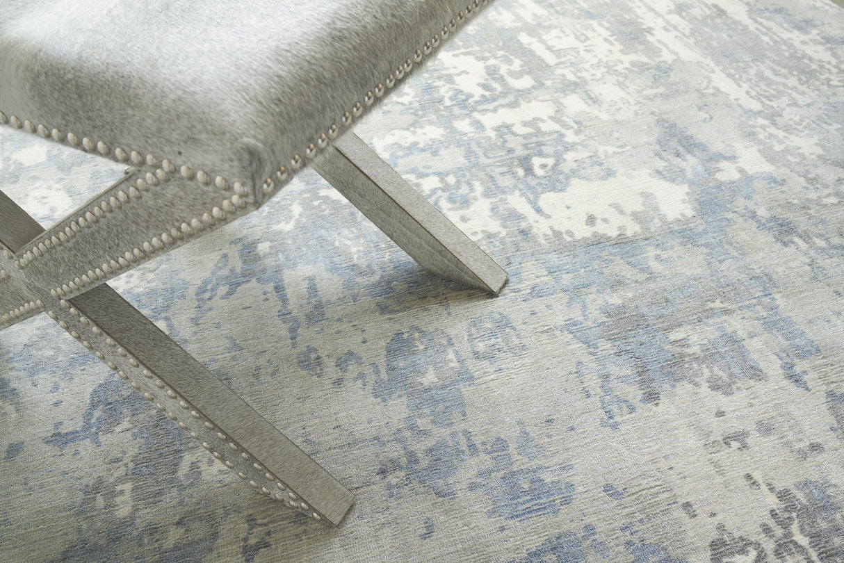 Exquisite Rugs Murano Hand-loomed Wool/Bamboo Silk 4029 Silver/Blue 10' x 14' Area Rug