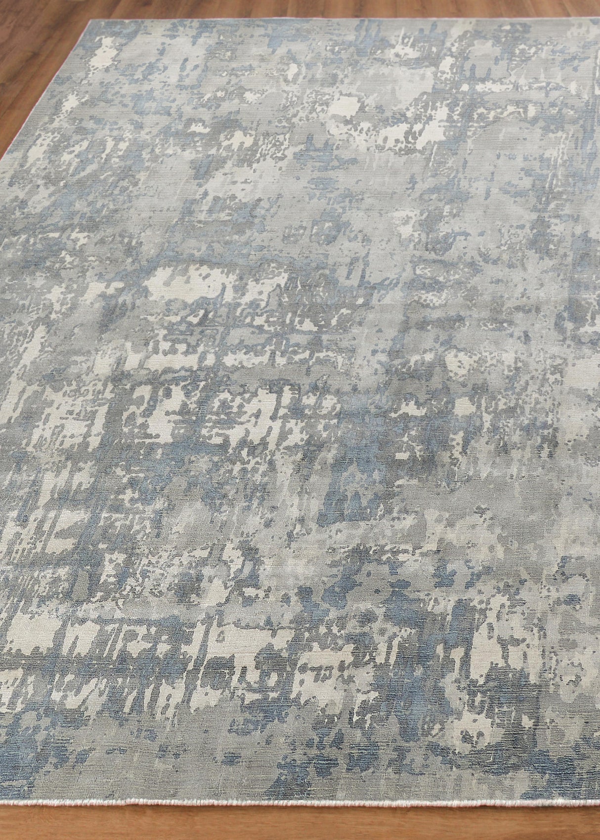 Exquisite Rugs Murano Hand-loomed Wool/Bamboo Silk 4029 Silver/Blue 10' x 14' Area Rug
