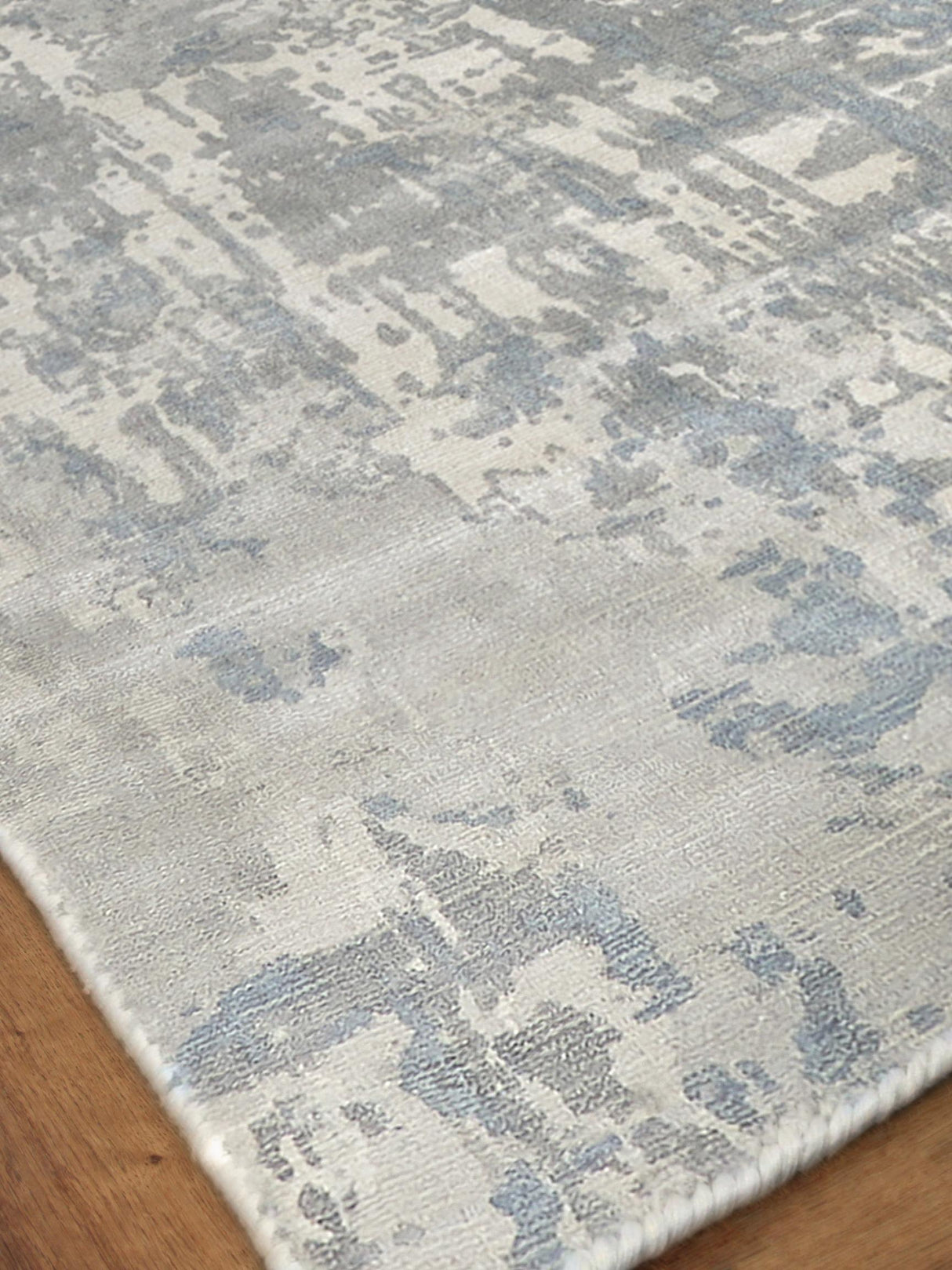 Exquisite Rugs Murano Hand-loomed Wool/Bamboo Silk 4029 Silver/Blue 12' x 15' Area Rug