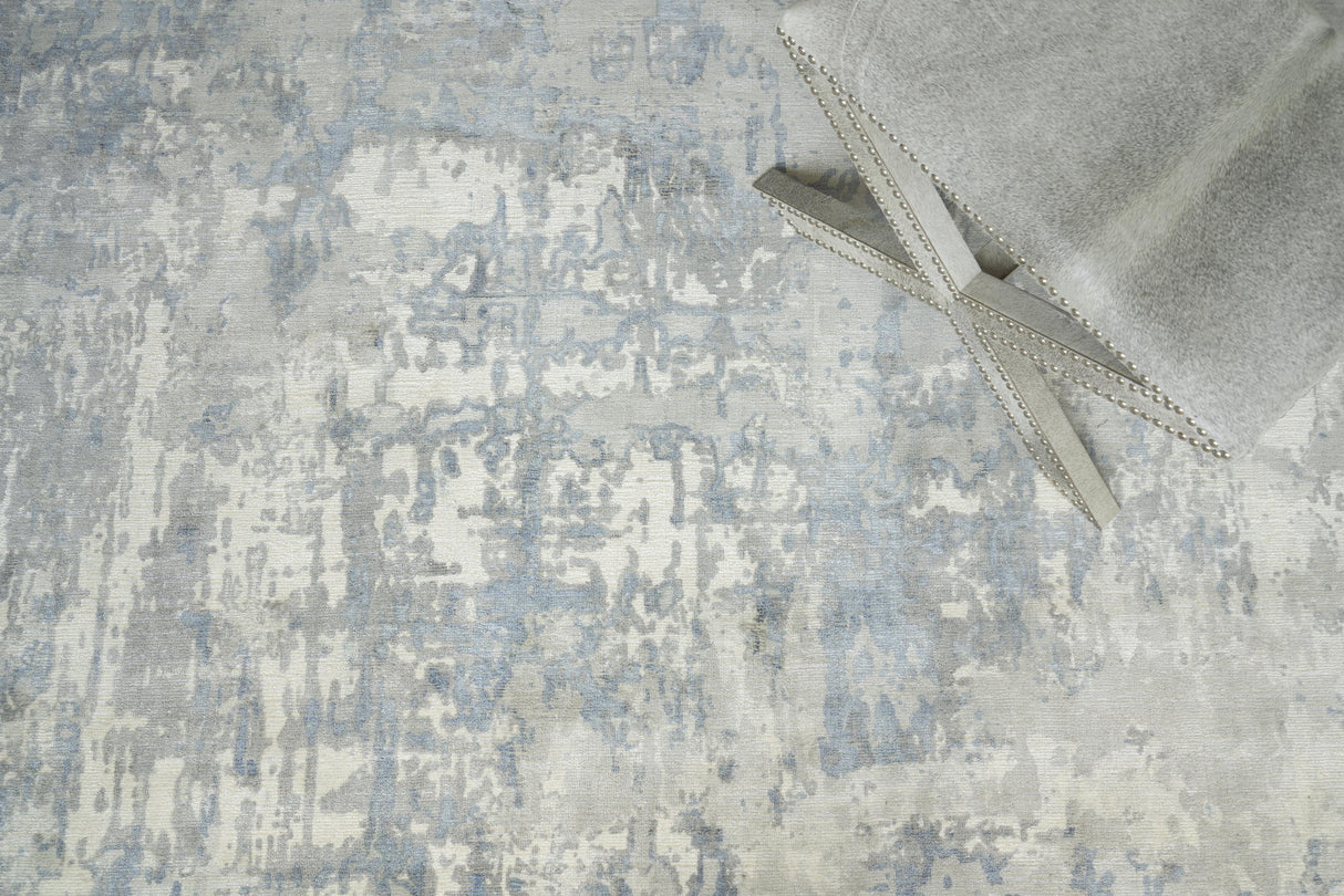 Exquisite Rugs Murano Hand-loomed Wool/Bamboo Silk 4029 Silver/Blue 12' x 15' Area Rug