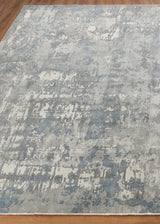 Exquisite Rugs Murano Hand-loomed Wool/Bamboo Silk 4029 Silver/Blue 6' x 9' Area Rug