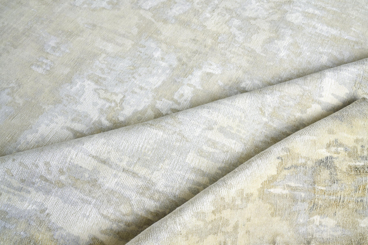 Exquisite Rugs Murano Hand-loomed Wool/Bamboo Silk 4031 Ivory/Silver/Gold 12' x 15' Area Rug