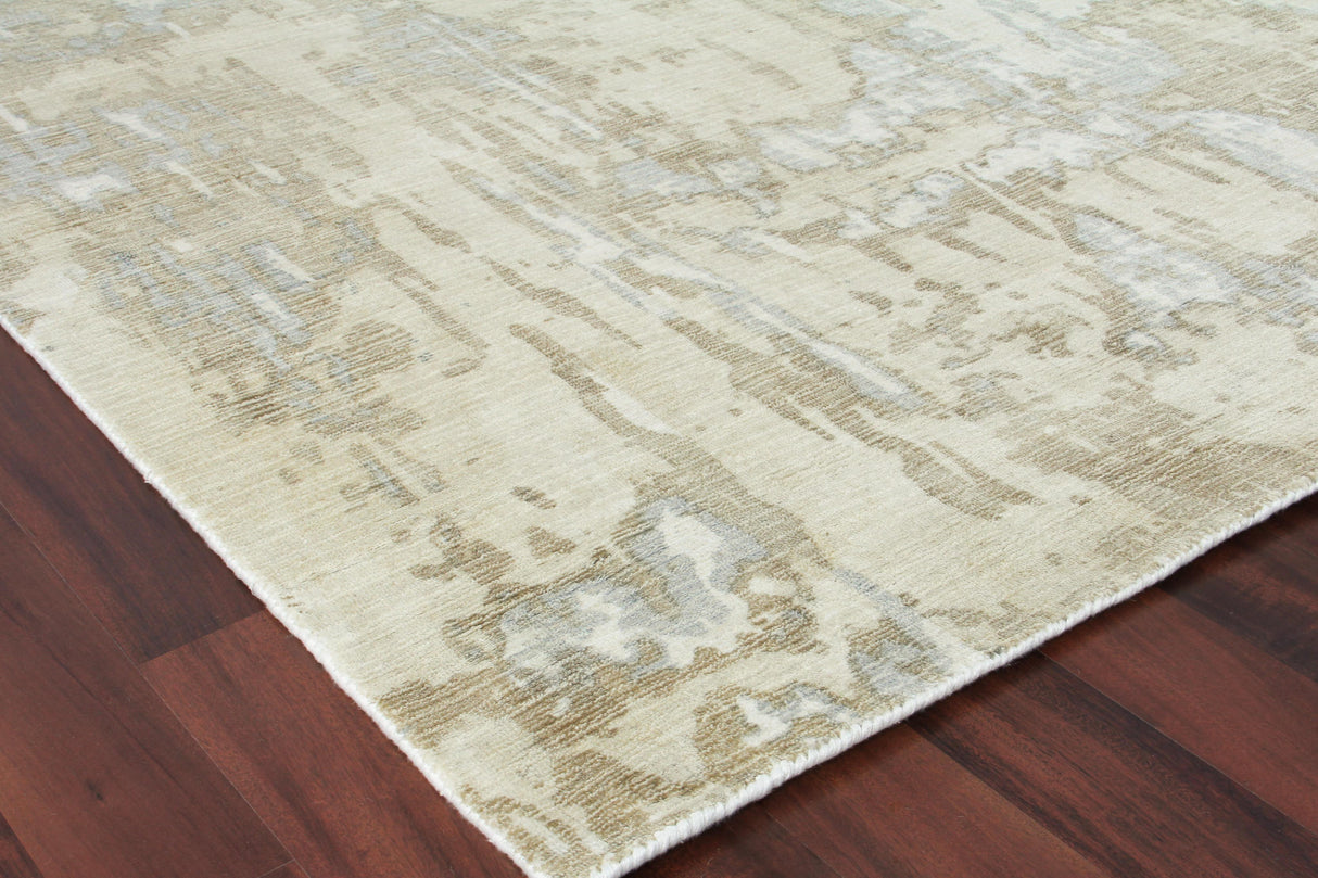 Exquisite Rugs Murano Hand-loomed Wool/Bamboo Silk 4031 Ivory/Silver/Gold 5' x 8' Area Rug