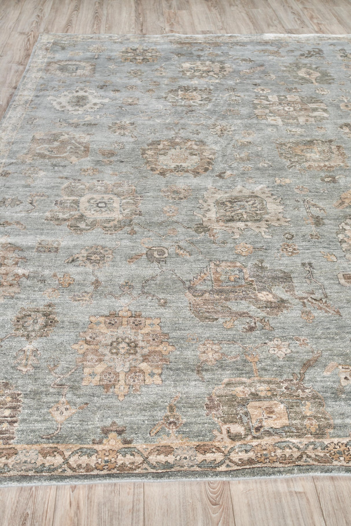 Exquisite Rugs Museum Hand-knotted Bamboo Silk 3492 Blue/Gray 10' x 14' Area Rug