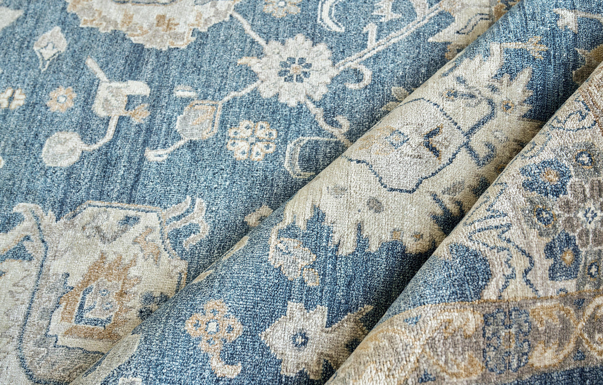 Exquisite Rugs Museum Hand-knotted Bamboo Silk 3494 Navy 8' x 10' Area Rug