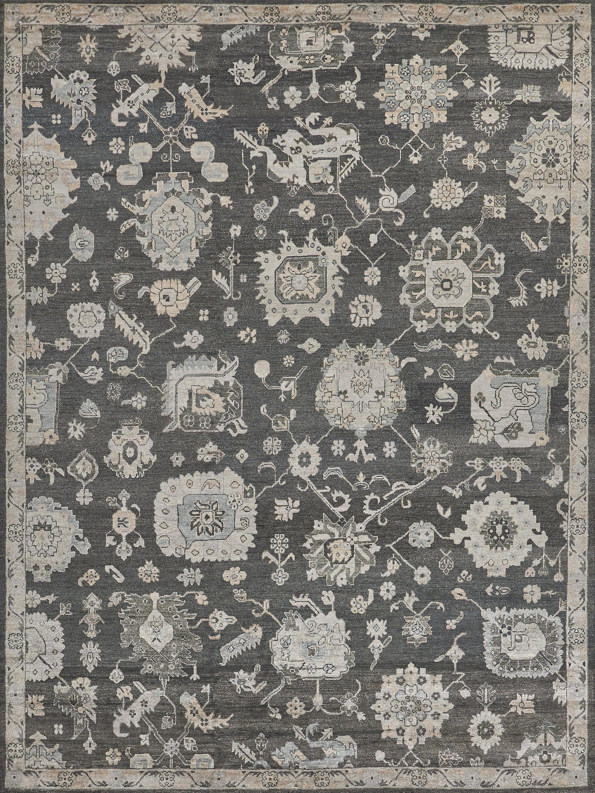 Exquisite Museum Hand-knotted Bamboo Silk Midnight Charcoal Area Rug 6.0'X9.0' Rug