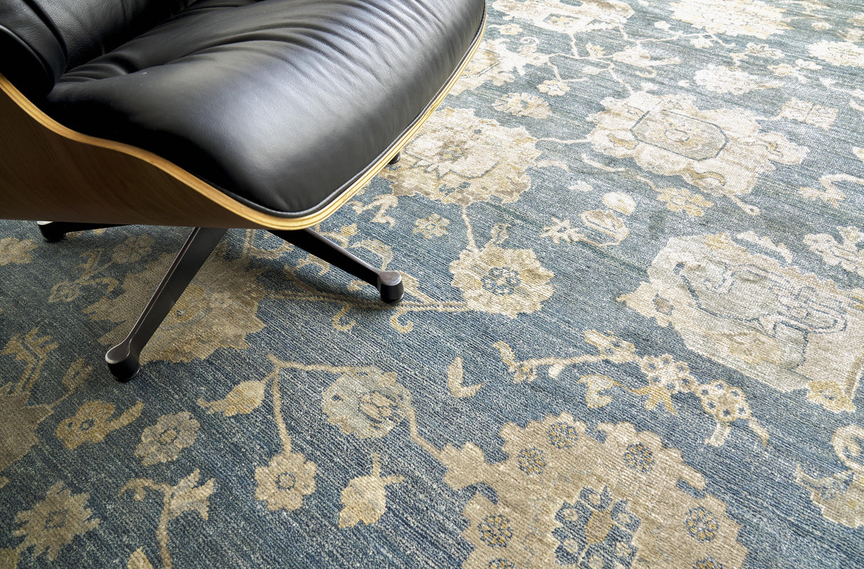 Exquisite Rugs Museum Hand-knotted Bamboo Silk 3496 Medium Blue 8' x 10' Area Rug