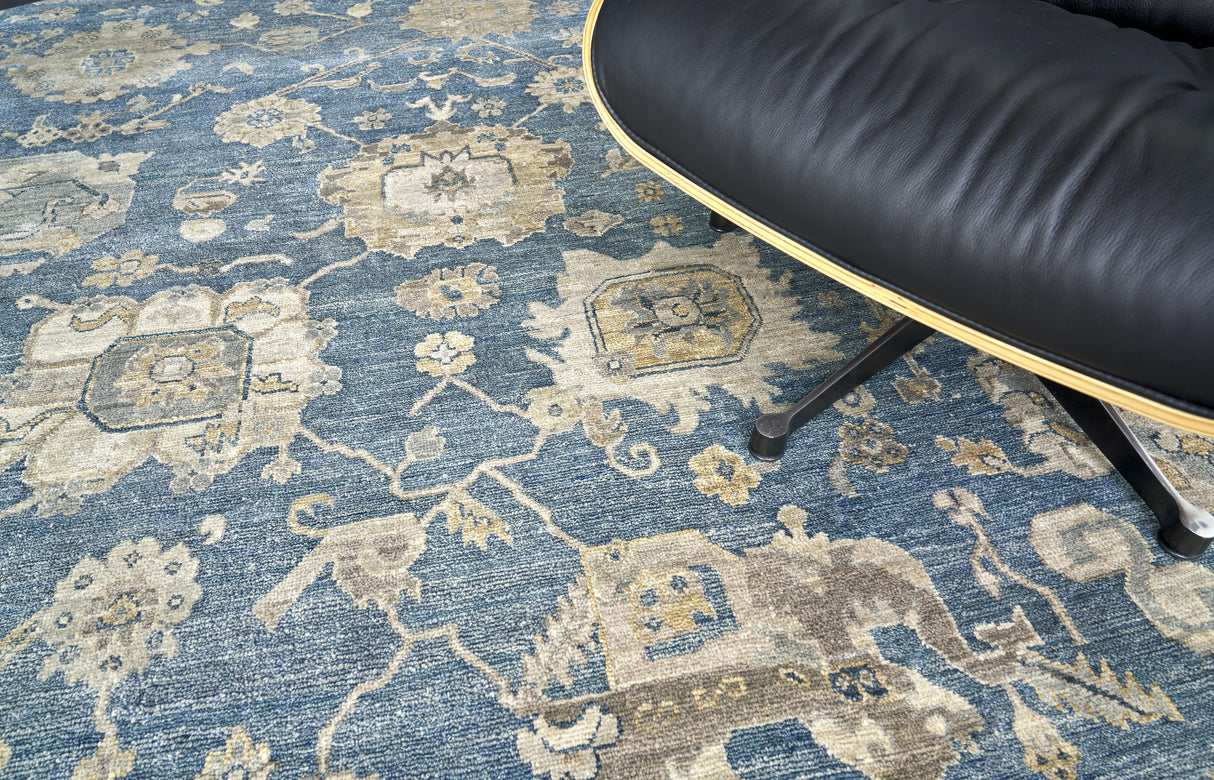 Exquisite Rugs Museum Hand-knotted Bamboo Silk 3496 Medium Blue 8' x 10' Area Rug