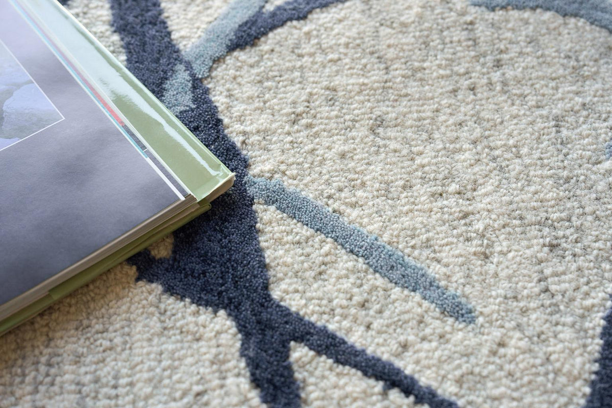 Exquisite Mystic Hand-tufted New Zealand Wool Navy Area Rug 12.0'X15.0' Rug