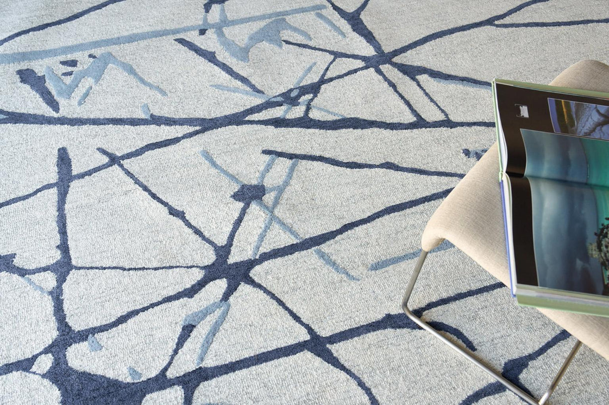 Exquisite Rugs Mystic Hand-tufted New Zealand Wool 6305 Navy 18' x 14' Area Rug