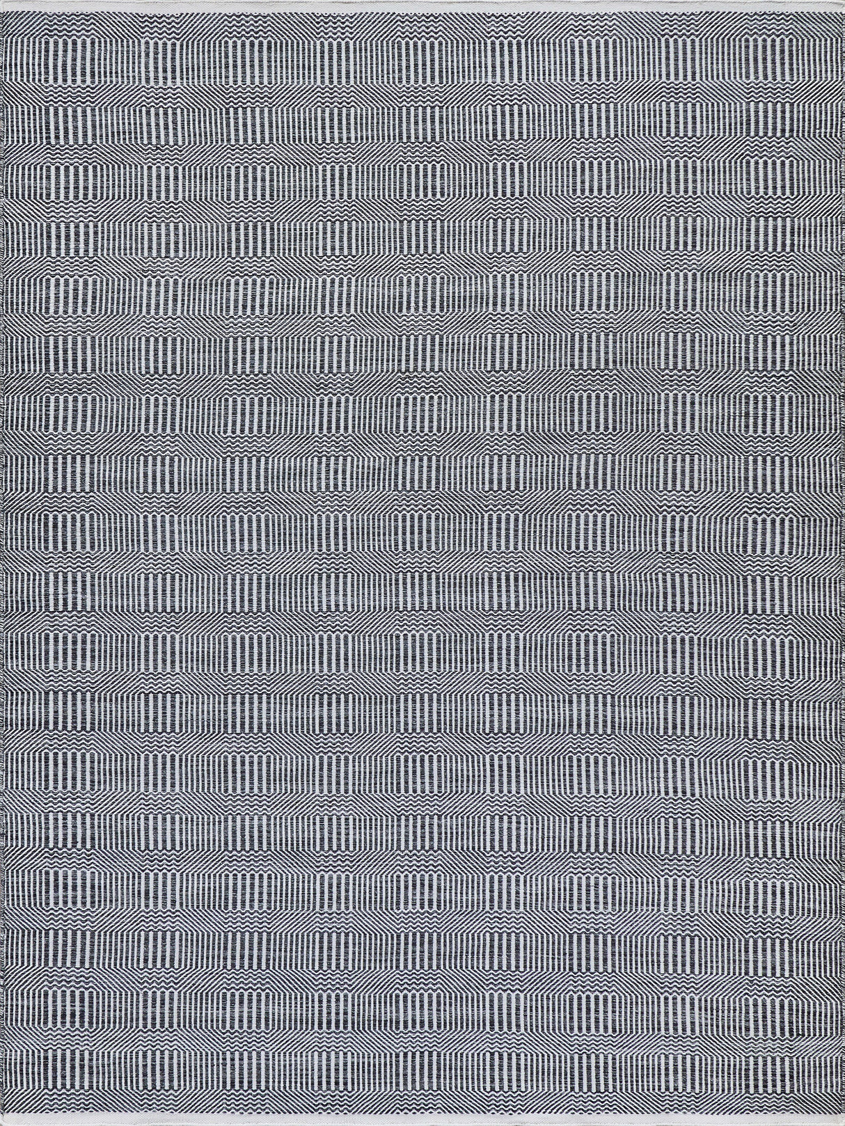 Exquisite Rugs Naples Indoor/Outdoor Flatweave PET yarn 4883 Ivory/Black 9' x 12' Area Rug