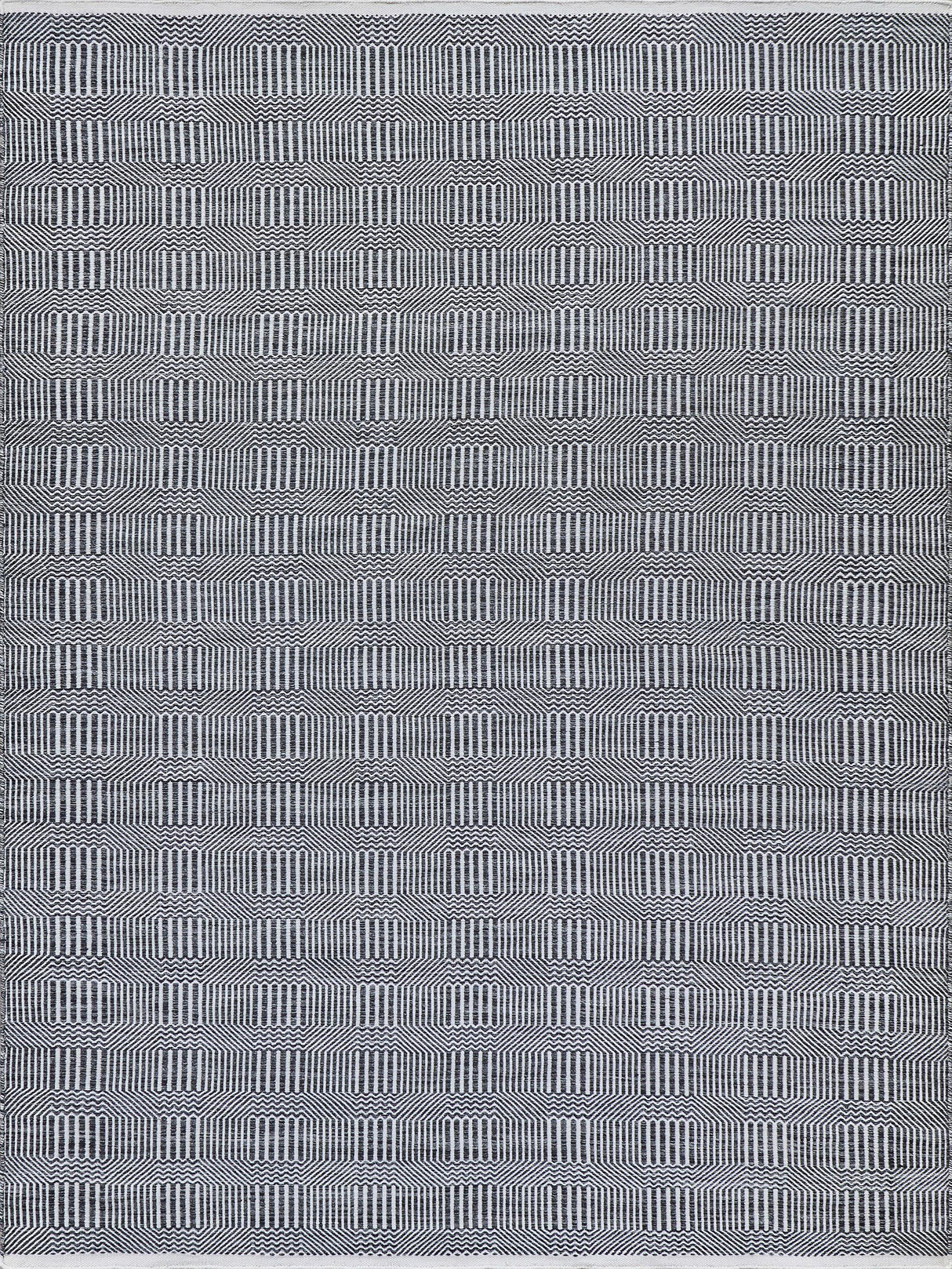 Exquisite Naples Indoor/Outdoor Flatweave PET yarn Ivory/Black Area Rug 9.0'X12.0' Rug