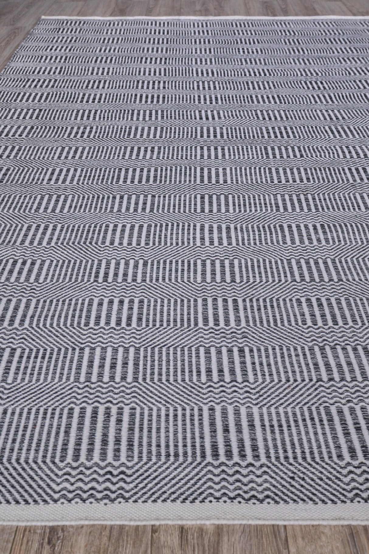 Exquisite Rugs Naples Indoor/Outdoor Flatweave PET yarn 4883 Ivory/Black 9' x 12' Area Rug