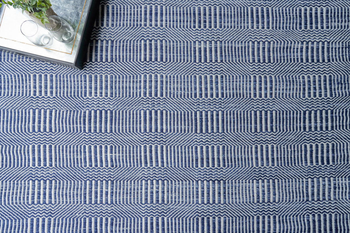 Exquisite Rugs Naples Indoor/Outdoor Flatweave PET yarn 4884 Ivory/Blue 12' x 15' Area Rug