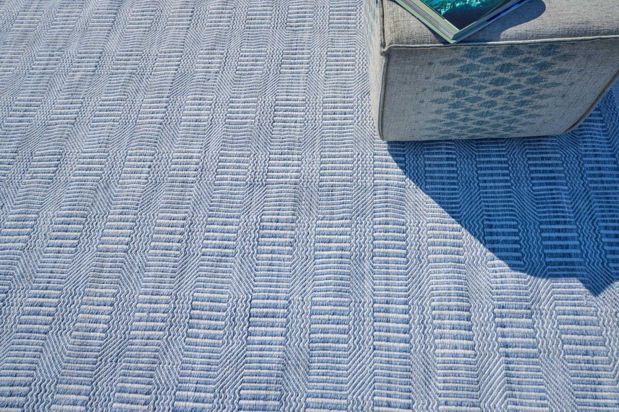 Exquisite Rugs Naples Indoor/Outdoor Flatweave PET yarn 4983 Light Blue 9' x 12' Area Rug