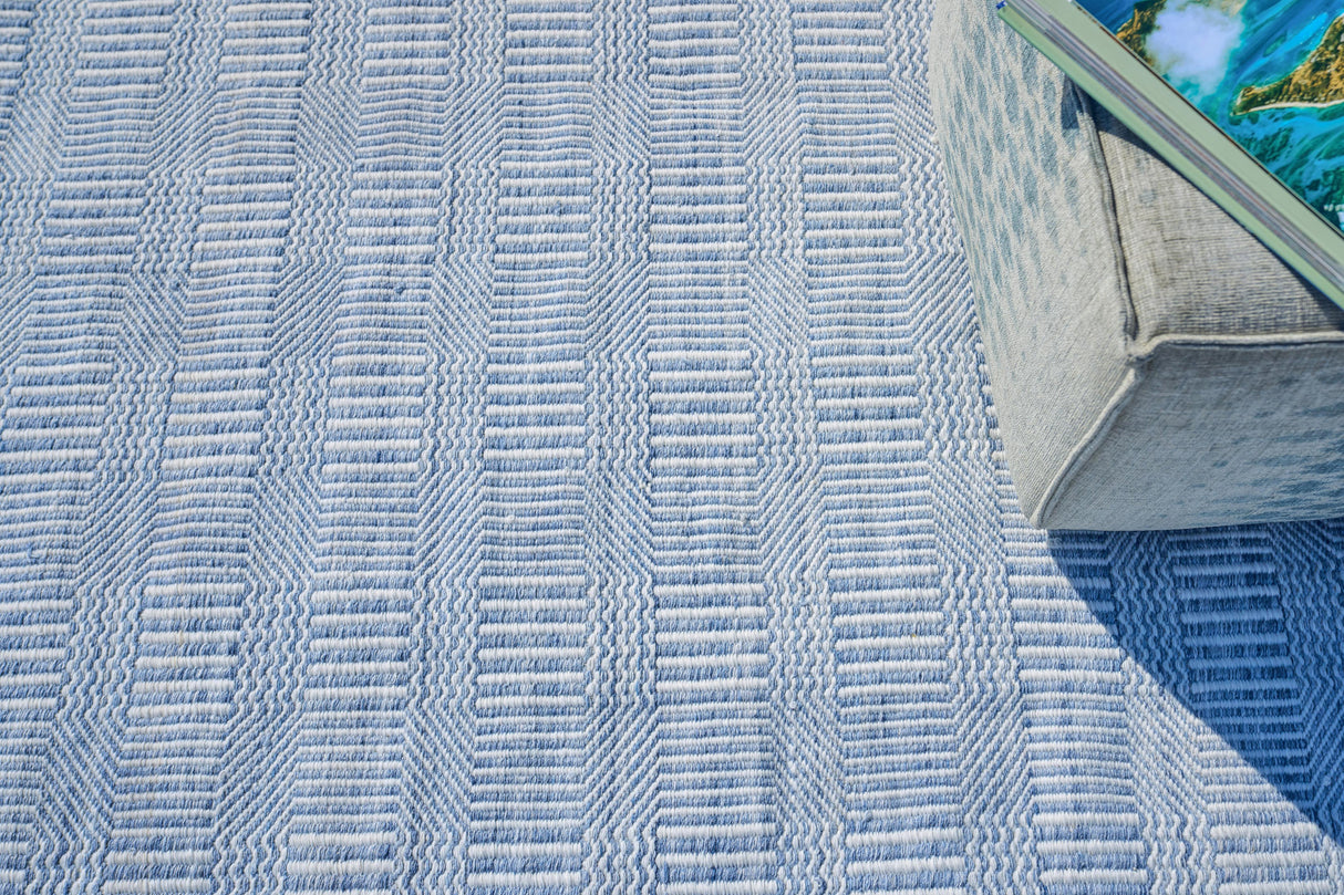 Exquisite Rugs Naples Indoor/Outdoor Flatweave PET yarn 4983 Light Blue 9' x 12' Area Rug